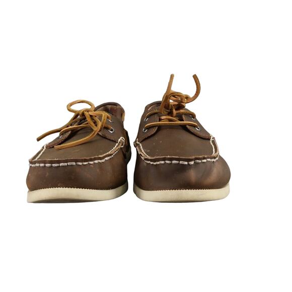 J Crew Shoes Mens 11 Casual Boat Deck Loafer Moc Toe Classic Brown Preppy 2 Eye - Picture 3 of 10